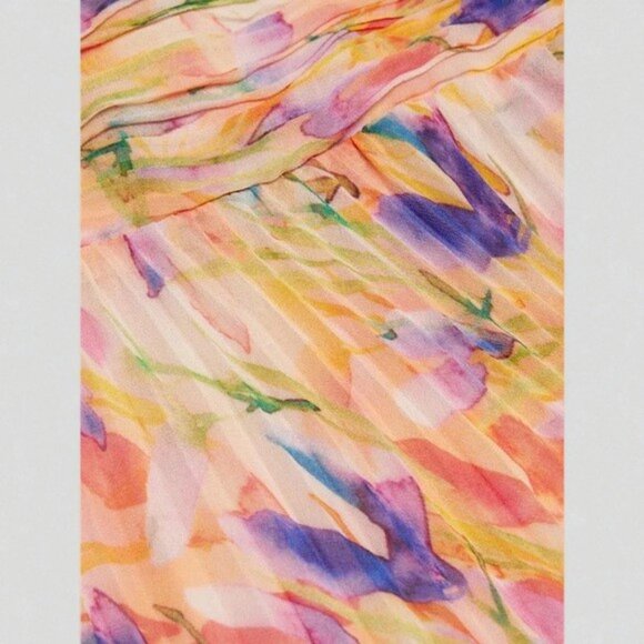 NWT ASTR Leonara Off Shoulder Maxi Dress Peach Multi One Size - Picture 13 of 13